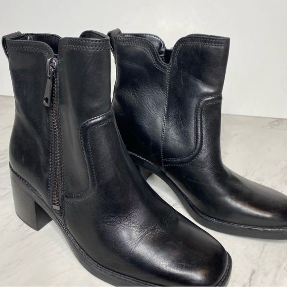 New! Naturalizer Emmy Black Leather Square Toe Bootie 8M - Picture 10 of 15